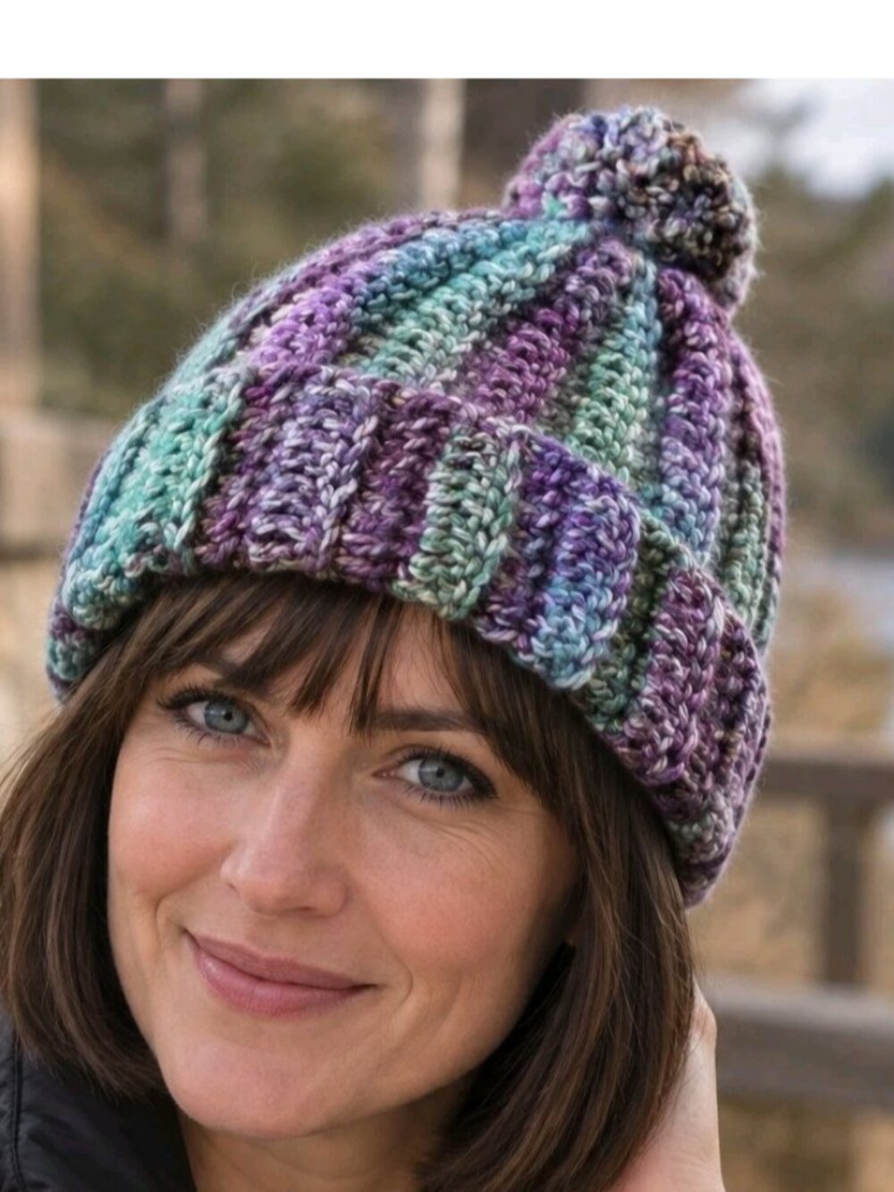 Handmade Colorful Beanie With Pom Unisex